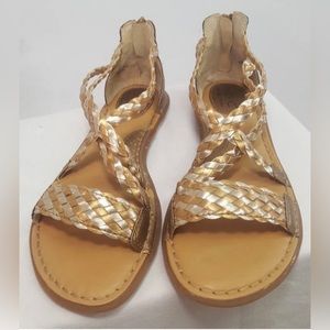 b.o.c. Braided Gold and Tan Sandals